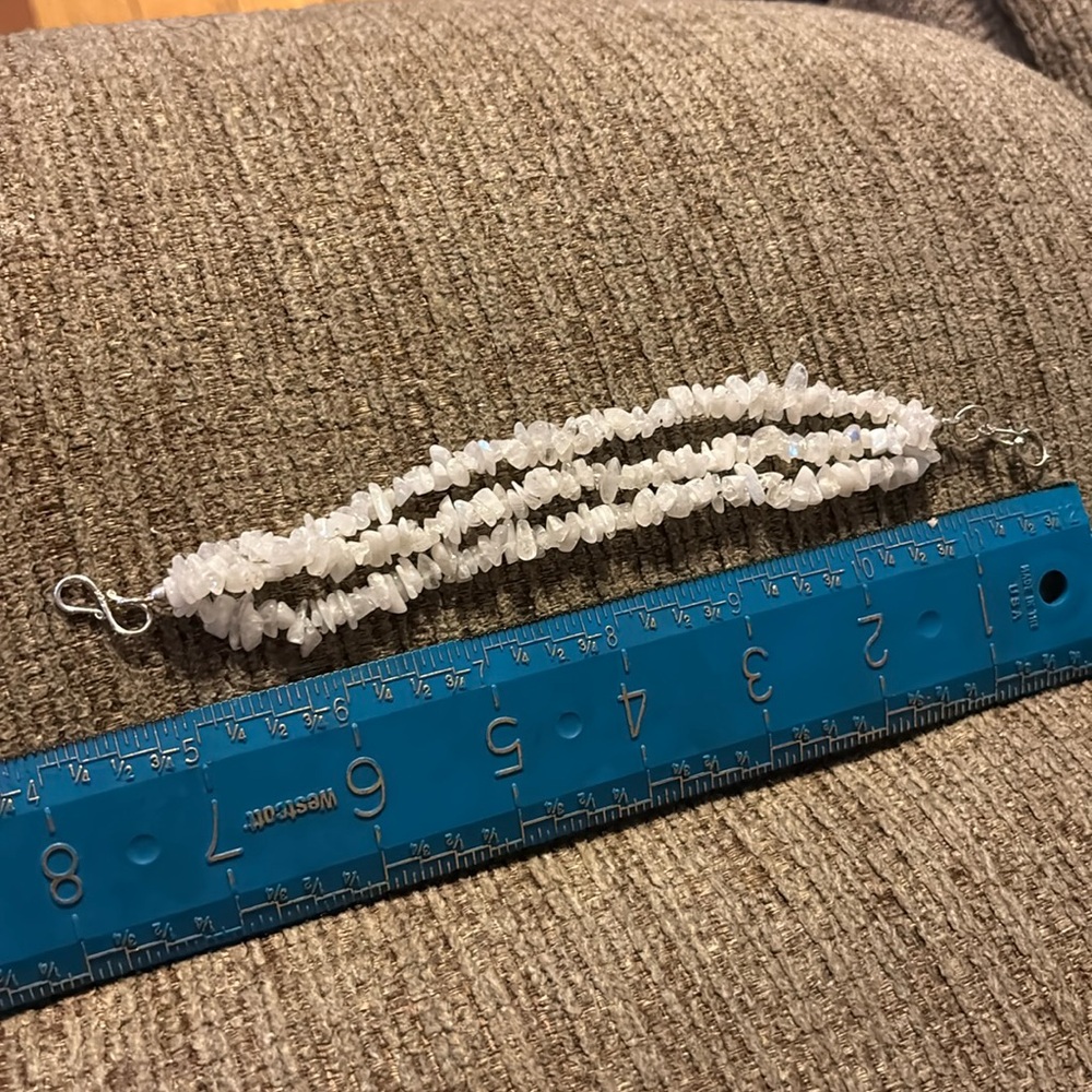 Rainbow moonstone 7.5” bracelet with 925 sterling silver